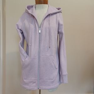 Issac Mizrahi zippered Sweatshirt, heathered lilac color, sz S